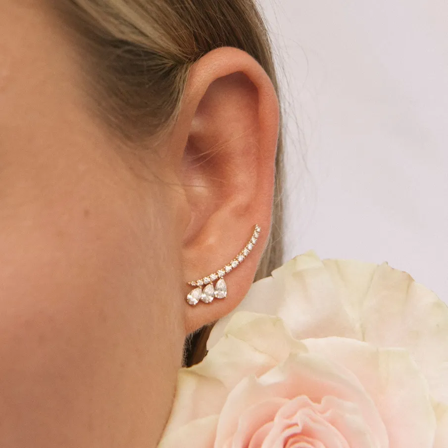 GOLD & ROSES PENDIENTES CRAWLER TRIO DE SAUDADE